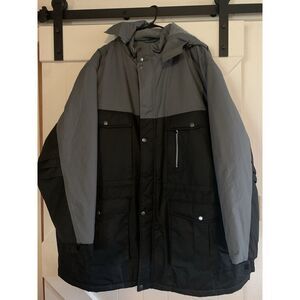 Boulder Creek Ex Long Men's Gray And Black Lined Parka, Detachable Hood 6XL Tall